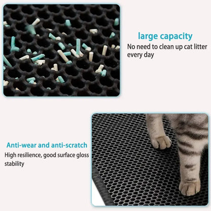 Double Layer Cat Litter Trap Mat – Waterproof, Non-Slip & Easy to Wash