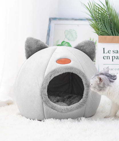 Cozy Deep Sleep Cat Cave Bed – Warm Winter House with Removable Cushion for Cats and Small Dogs