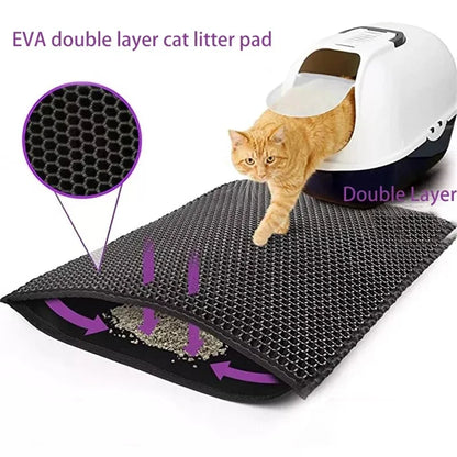 Double Layer Cat Litter Trap Mat – Waterproof, Non-Slip & Easy to Wash
