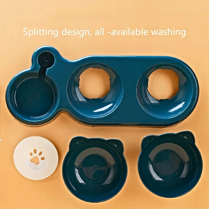 3-in-1 Elevated Pet Bowl with Automatic Water Dispenser – Ergonomic Design for Cats and Small Dogs