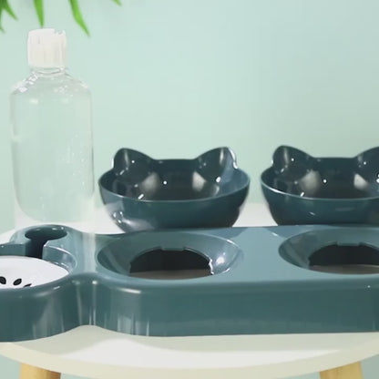 3-in-1 Elevated Pet Bowl with Automatic Water Dispenser – Ergonomic Design for Cats and Small Dogs